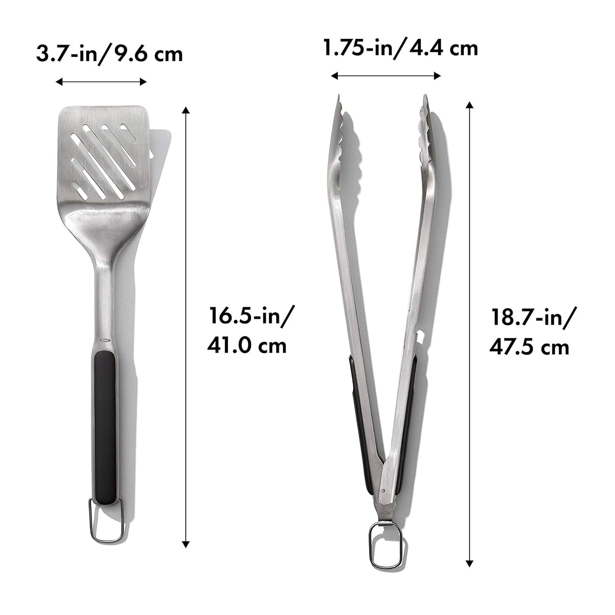 OXO Good Grips - Juego de Herramientas para Asar a la Parrilla, Pinzas y espátulas, Color Negro