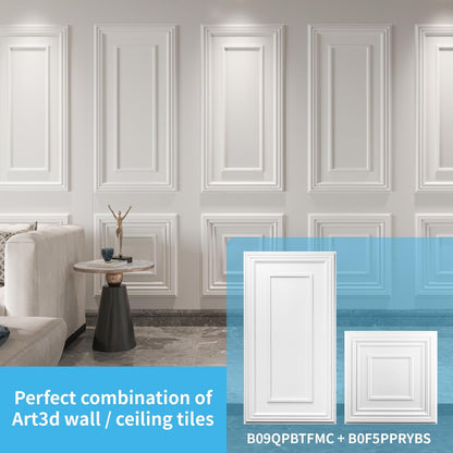 Art3d - Azulejos de techo caídos de 24 x 24 pulgadas (paquete de 12, 48 pies cuadrados) - Azulejos de techo de PVC de 2 x 2 pies, paneles decorativos de techo para cocina, sala de estar, oficina y