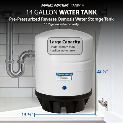 APEC TANK-14 Tanque de almacenamiento de agua de ósmosis inversa prepresurizada de 14 galones