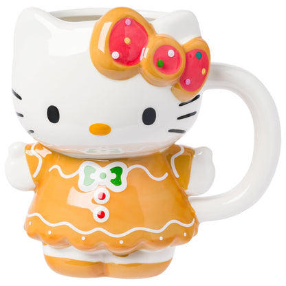 Silver Buffalo Taza de Cerámica 3D Hello Kitty, 20 oz - Vestido de pan de jengibre Hello Kitty