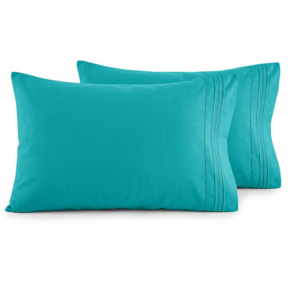 Fundas de Almohada Elegant Comfort de Microfibra Set de 2 - Turquesa - Standard - Queen Size
