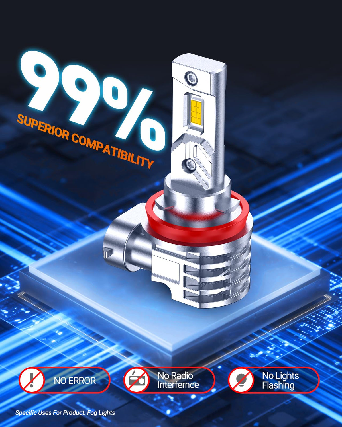 SEALIGHT Foco LED Antiniebla H11 H8 H16 | Amarillo Ámbar, 18000 lm, 3500K, 10000% Más Brillante, Paquete de 2, Plug & Play