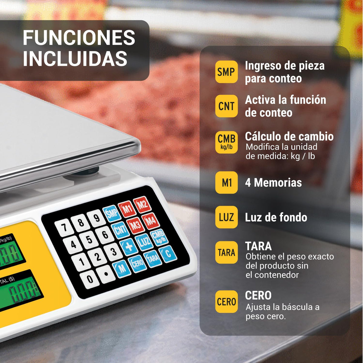 Truper BASE-40P, Báscula electrónica multifunciones, capacidad 40 kg