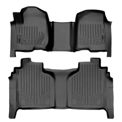SMARTLINER Juego de Alfombrillas de Piso de 2 Filas Color Negro Compatible con Silverado/Sierra 2019-2022 2500/3500 2020-2022 2500/3500 Crew Cab con Asiento de Banco de Primera Fila