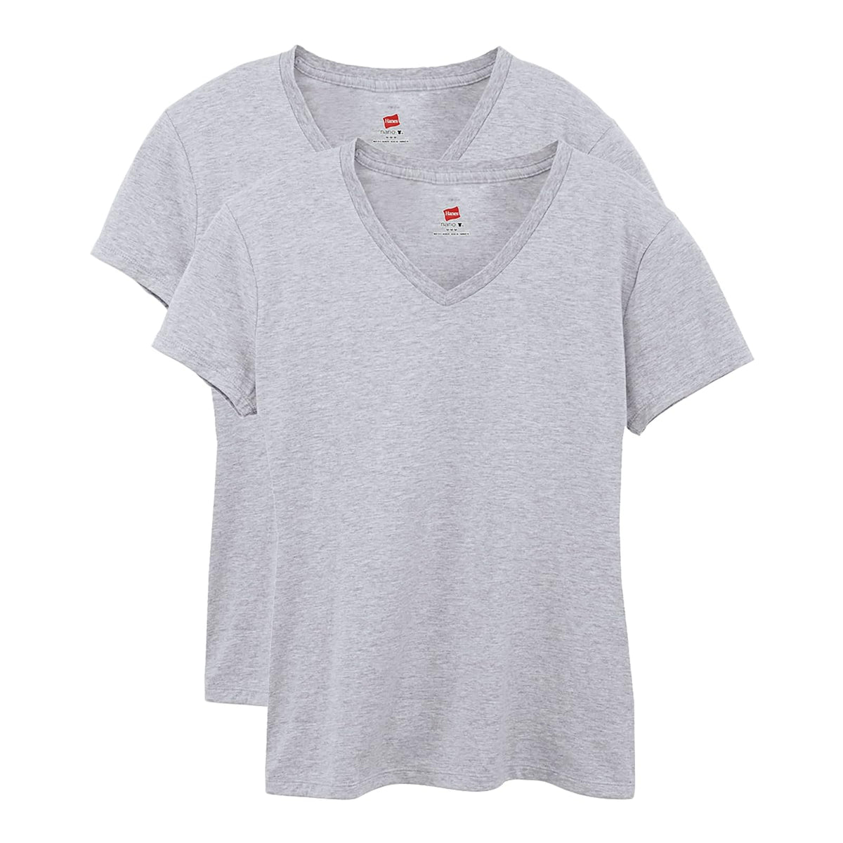 Hanes Playera Cuello en V para Mujer, 100% Algodón - Acero ligero - 3XL