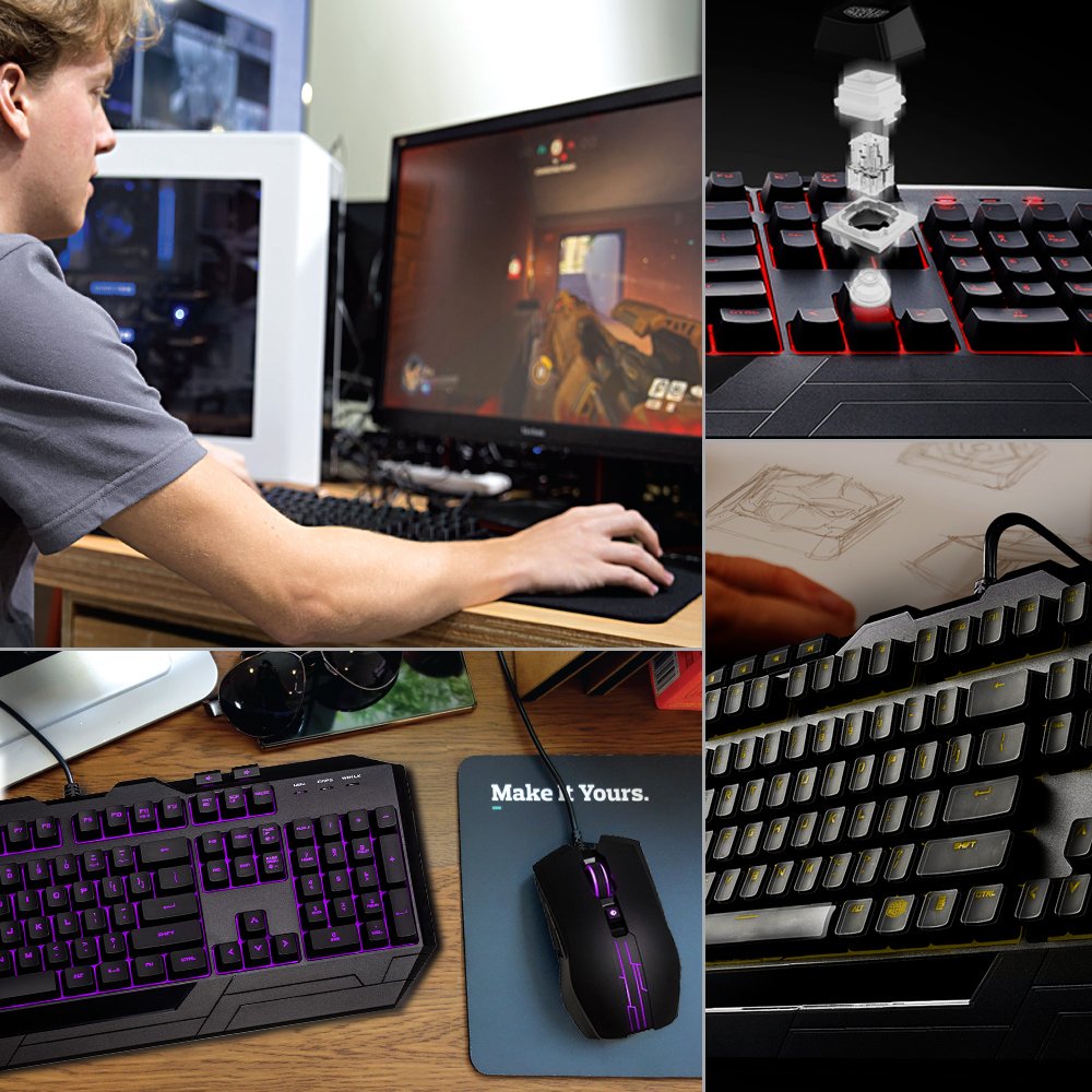 Cooler Master Devastator 3 - Combo de teclado y mouse para juegos, retroiluminación LED de 7 modos de color, teclas multimedia, configuración de 4 DPI
