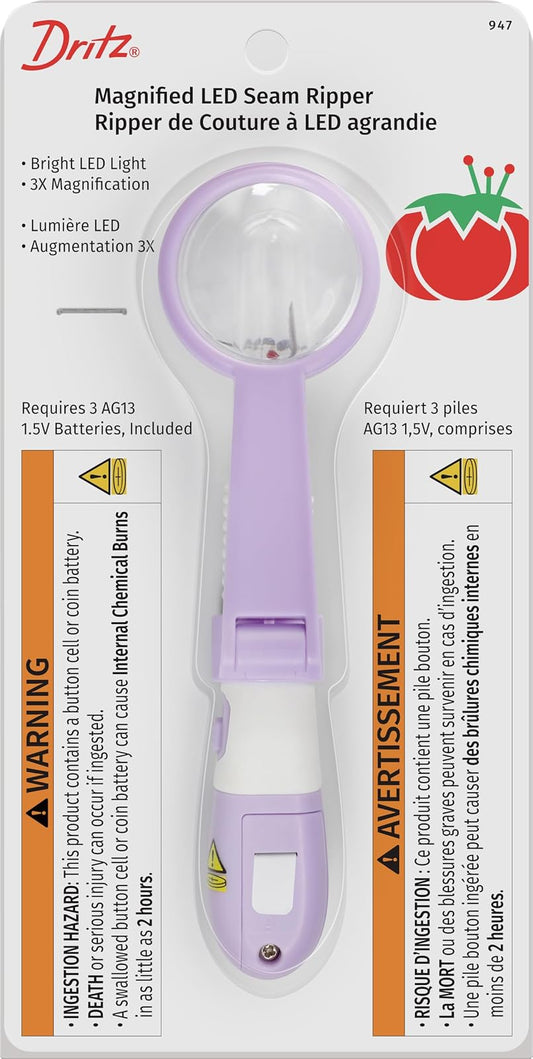 Dritz - Rascador de costuras LED ampliado, color morado