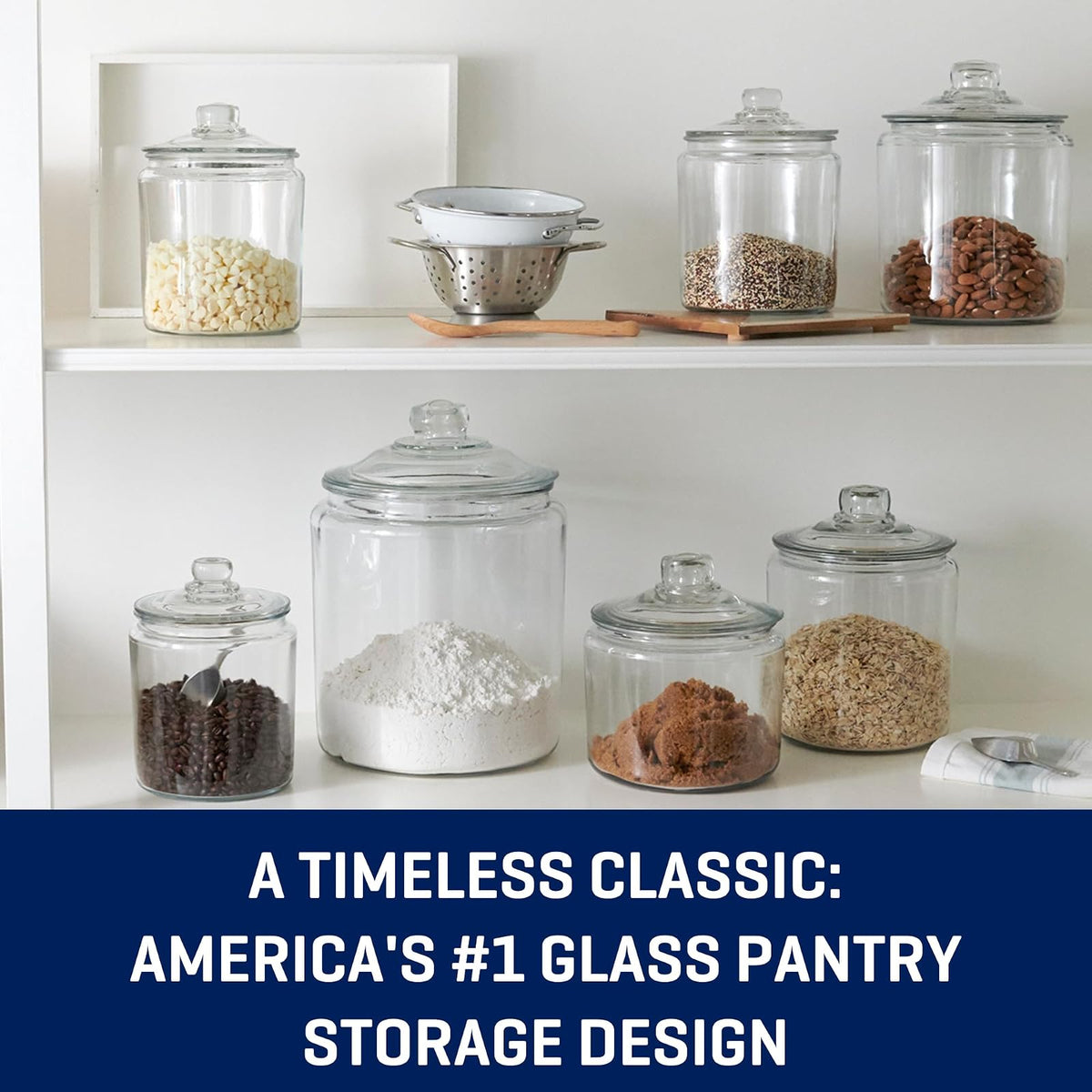 Anchor Hocking Heritage Hill Glass 0.5 Gallon Storage Jar, Set of 2