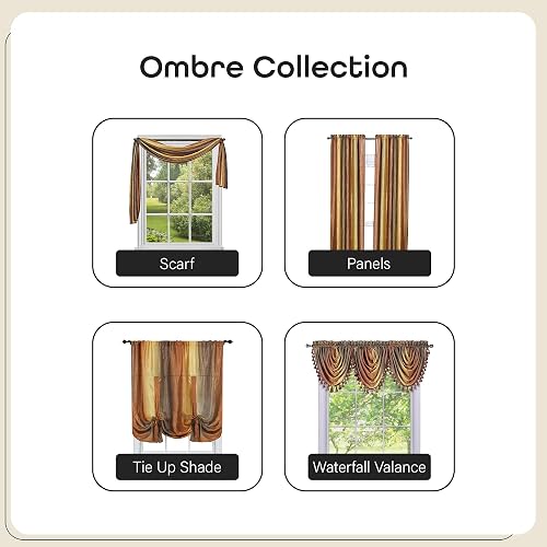 Achim Home Furnishings Ombre Cascada Cenefa, 99 cm de Largo x 101 cm de Ancho, Autumn, 1 uds. por Paquete