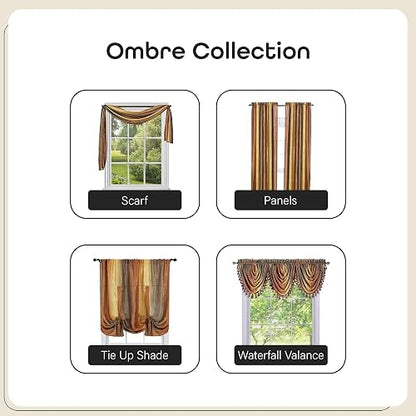 Achim Home Furnishings Ombre Cascada Cenefa, 99 cm de Largo x 101 cm de Ancho, Autumn, 1 uds. por Paquete