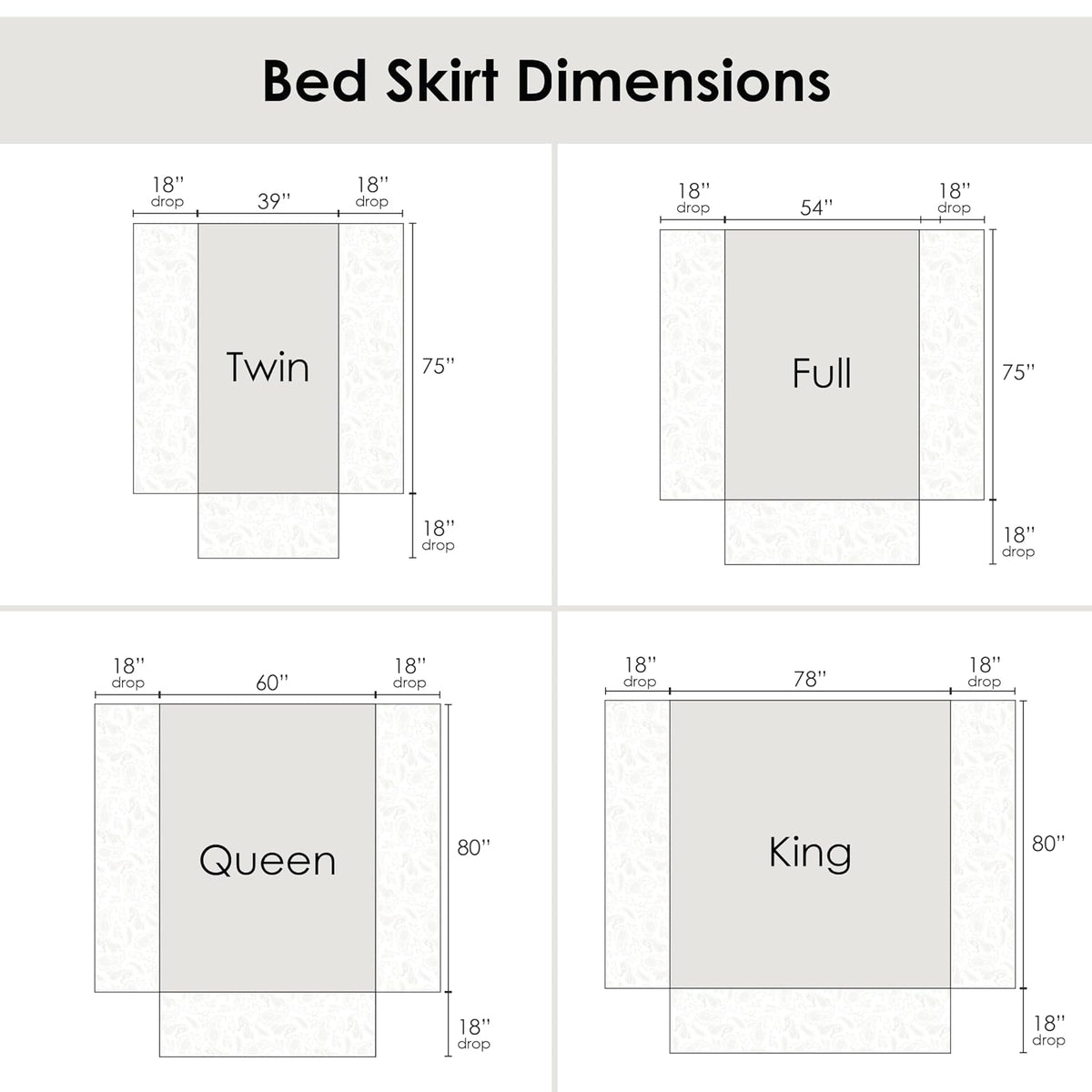 Greenland Home Paisley Quilted Bed Skirt, Ivory, King