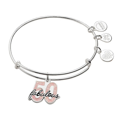 Alex and Ani Brazalete Rígido con Dije Fabulous 50 | Brazalete Rígido con Dije para Mujer | Esmalte | Brazalete Rígido de Alambre Expandible | Regalo de Joyería para Mujer