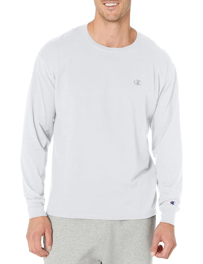 Champion Playera de Manga Larga, Playera con Logotipo, Playera clásica con Logotipo Camiseta para para Hombre - Blanco - CH