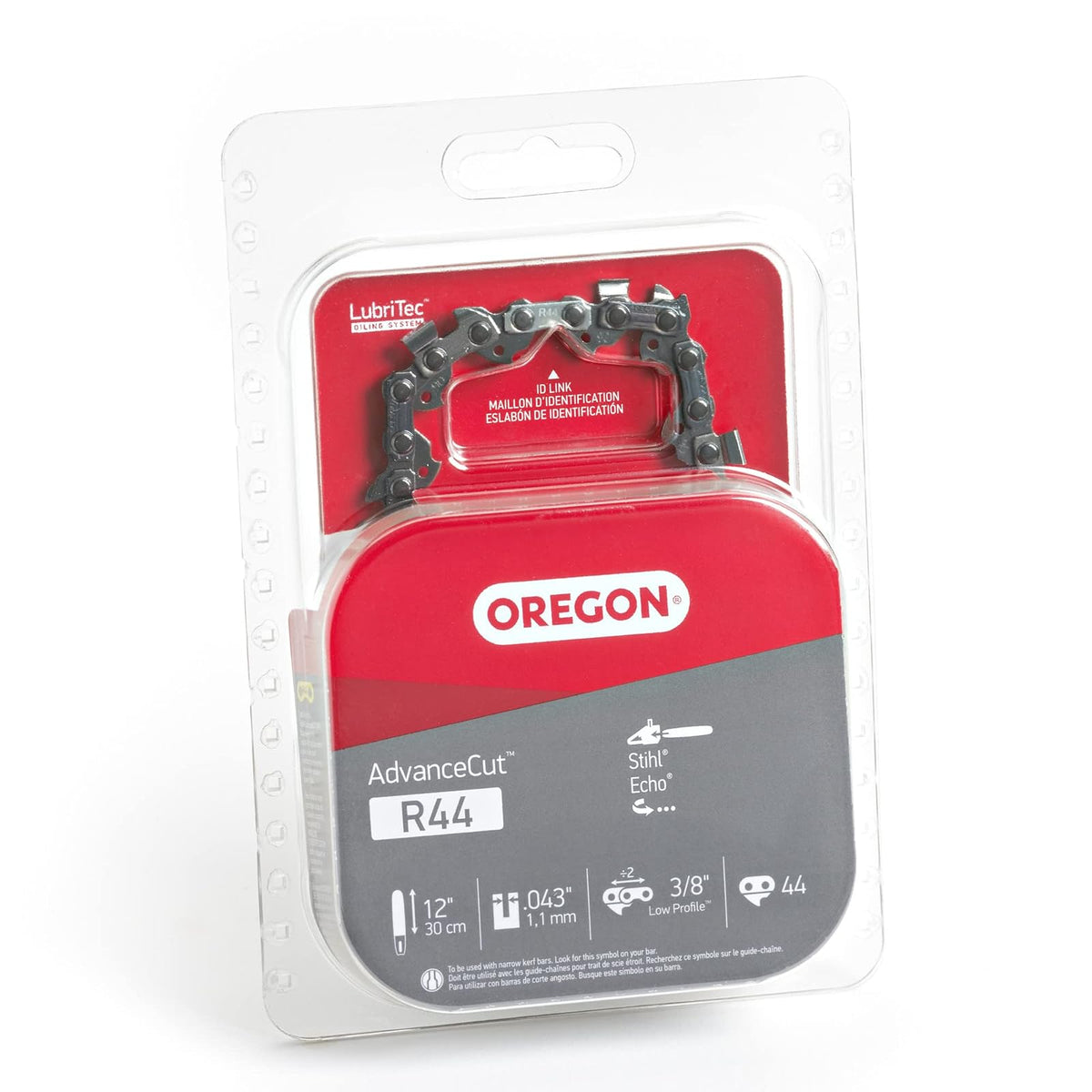 Oregon R44 AdvanceCut - Cadena de repuesto de 12 pulgadas, para sierras de poste y herramientas de sierra de cadena, se adapta a Stihl y Husqvarna, barra guía de 12 pulgadas, 44 eslabones de