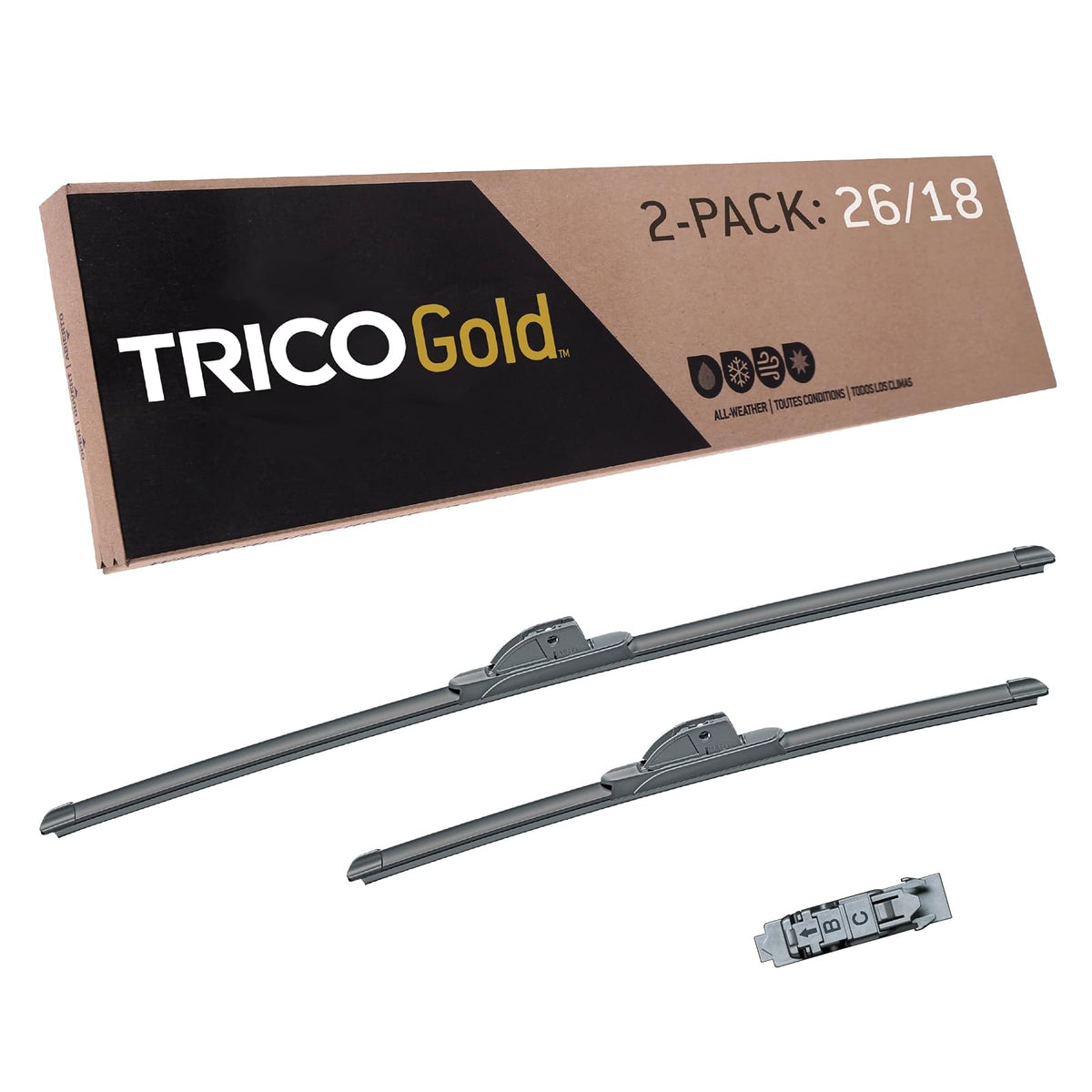 TRICO Gold Juego de 2 Plumas Limpiaparabrisas Super Premium - 26" + 18" Paquete de 2