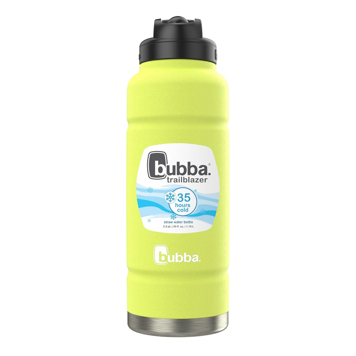 Bubba Botella de Agua Acero Inoxidable 709 ml Verde Neon con Popote Trailblazer A prueba de Fugas con Popote