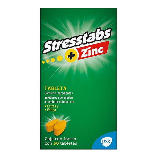 Stresstabs 600 Multivitaminico con Zinc y Vitamina C, Frasco con 30 tabletas
