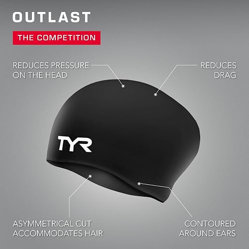 TYR Sport Gorro de natación (de Silicona, para Cabello Largo, no se Arruga)