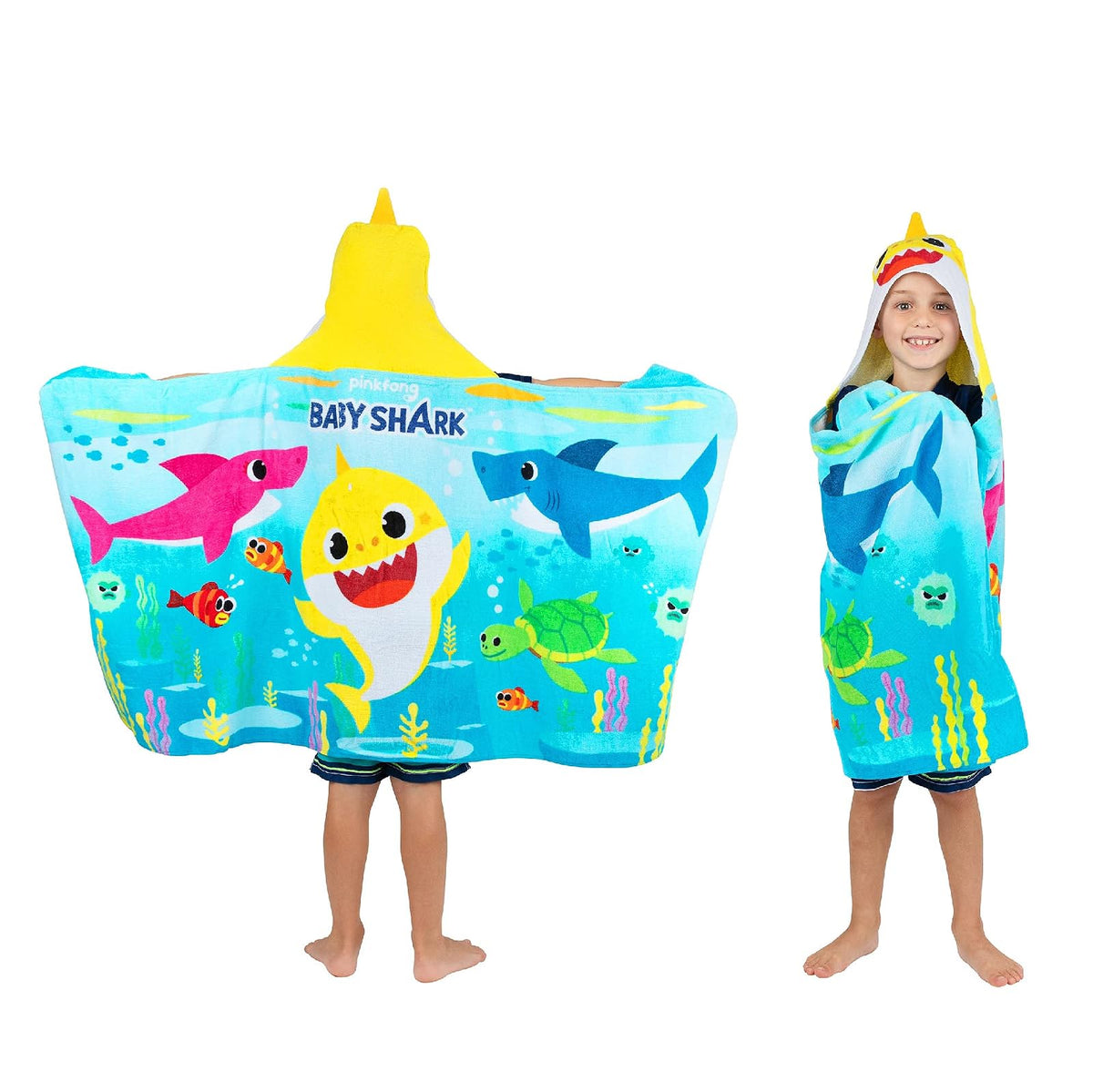 Franco Toalla de algodón suave para baño y playa para niños, Baby Shark, Azul, 24 x 50 Pulgadas - Tiburón bebé - 24 in x 50 in