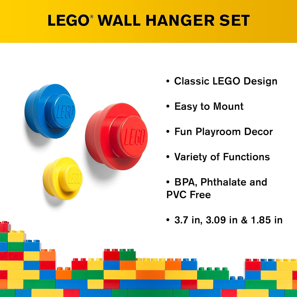 Lego Room Copenhagen Colgador de pared, talla única, color rojo, azul y amarillo