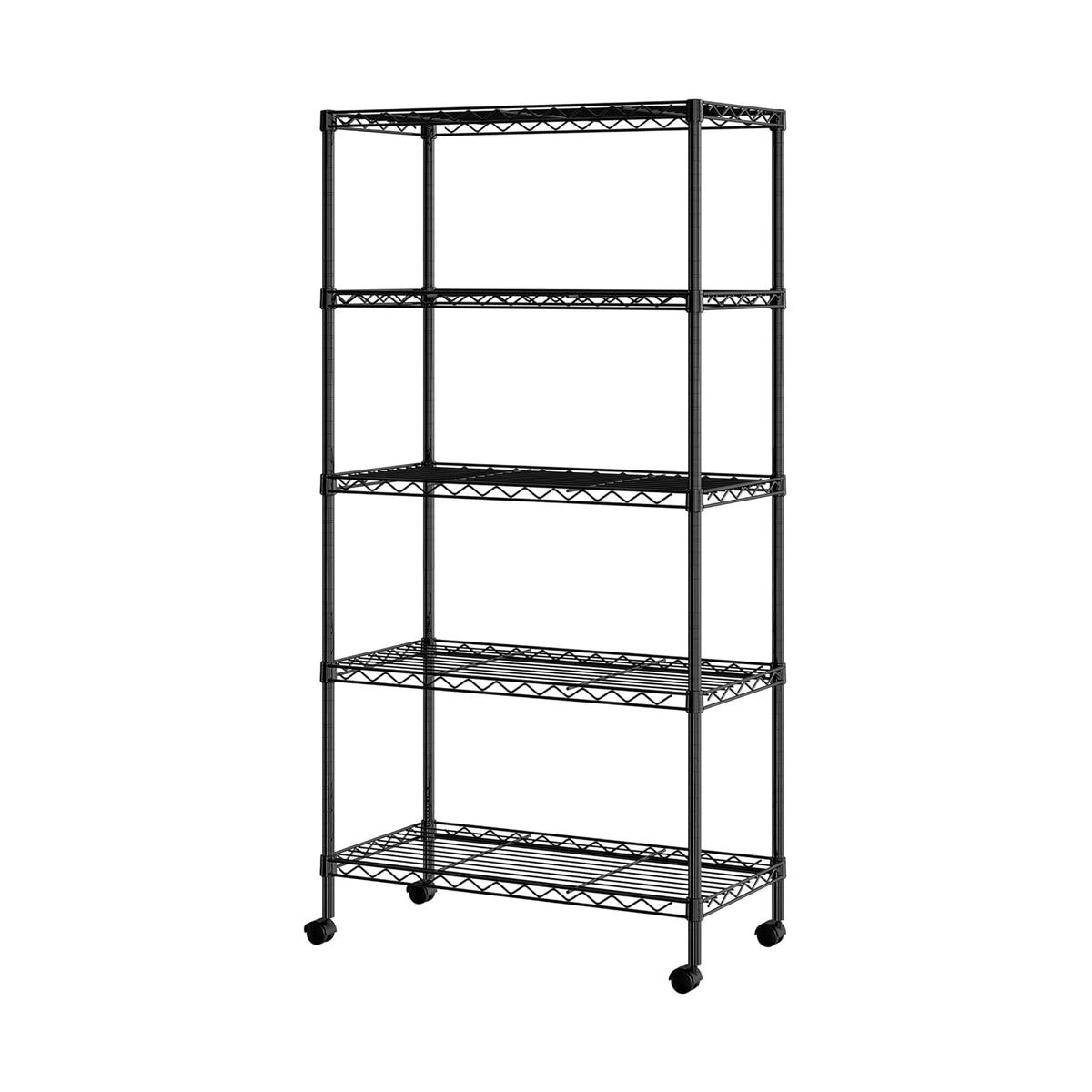 Seville Classics Solid Steel Wire Shelving Storage Unit Adjustable Shelves Organizer Rack, for Home, Kitchen, Office, Garage, Bedroom, Closet, Black, 5-Tier, 30" W x 14" D (New Model)