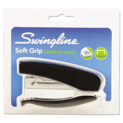Swingline Grapadora de agarre suave, capacidad de 20 hojas, compacta, grapadora de mano, negra (09901)