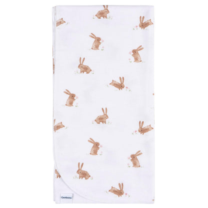 Gerber - Mantas Unisex para bebé, 100% Franela de algodón, 30 x 30 Pulgadas (Paquete de 4), diseño Floral Retro, Talla única