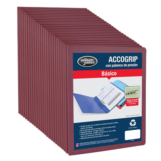 Wilson Jones/Carpeta con Mecanismo de Palanca ACCOgrip Carta p/ 150 Hojas. Caoba 36 pzas. P0968