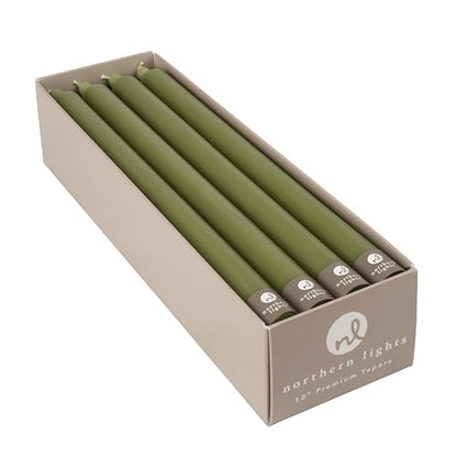 Northern Lights Candles Nlc Premium Tapers 12 Piezas Verde Musgo 12 Pulgadas