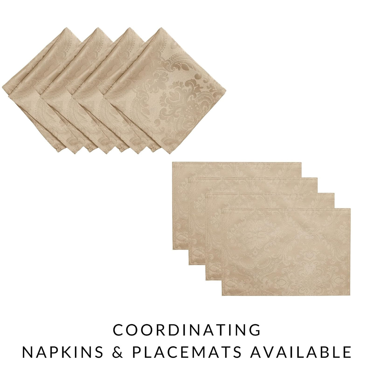 Elrene Home Fashions Caiden Elegance - Mantel de Tela Resistente al Agua, a Las Manchas y a Las Arrugas, Cuadrado de 52 x 52 Pulgadas, Color Gris Pardo