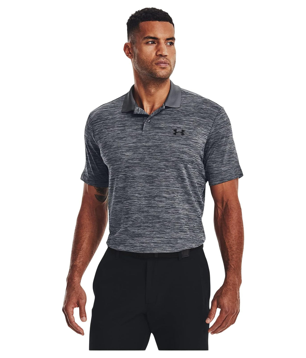 Under Armour Performance 3.0 Playera de Golf, Hombre - (012) Pitch Gray - Black - Medium Alto