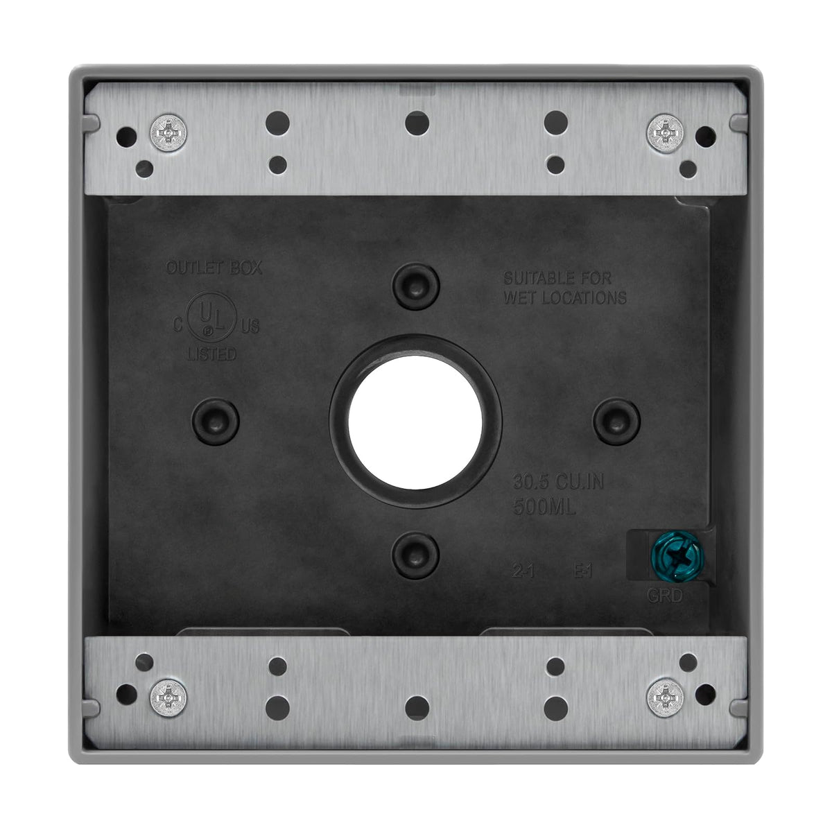 ENERLITES Caja de Enchufe Resistente a la Intemperie EN2575 | Gris, 5 salidas roscadas de 0.75 pulgadas, 2 bandas, metal fundido a presión - 0.75 Inch - 5 agujeros