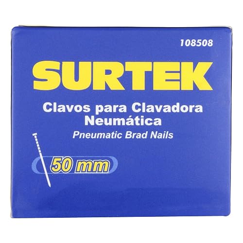 Surtek 108508 Clavos para clavadora neumática, 5000 piezas calibre 18, largo 2"