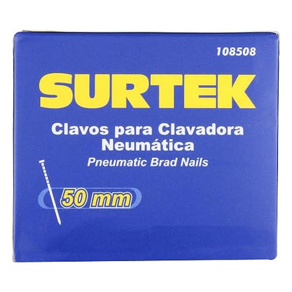 Surtek 108508 Clavos para clavadora neumática, 5000 piezas calibre 18, largo 2"