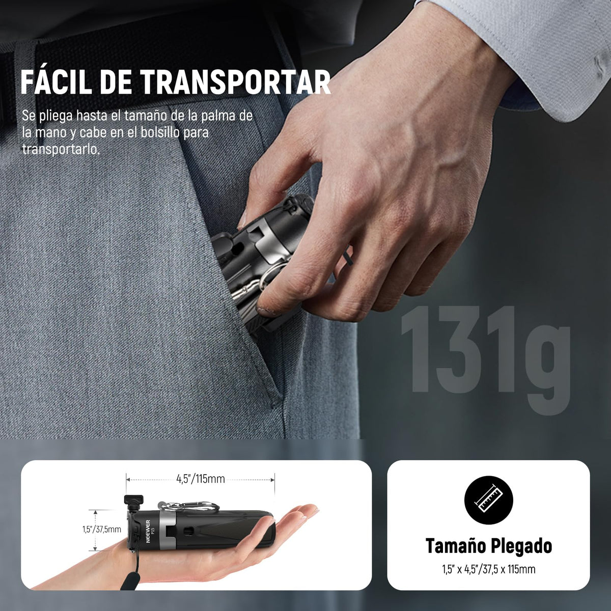 NEEWER Palo Selfie con Obturador Remoto Bluetooth Desmontable, Trípode Viaje Plegable y Ligero para iPhone, 360° Soporte Teléfono Zapata Fría para Youtube/TikTok Vlogs Fotografía en Vivo, Negro, P15