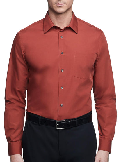 Van Heusen Camisa de Vestir Manga Larga para Hombre, Ajuste Regular - Persimmon - 18cm Cuello 34cm-35cm Manga