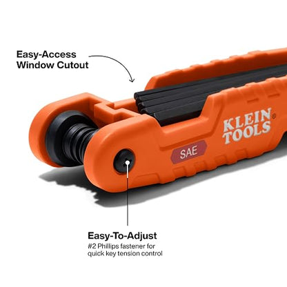 Klein Tools 70550 Juego de llaves hexagonales plegables profesionales, 11 llaves, medidas SAE extralargas