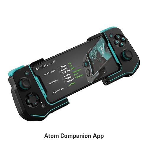 Turtle Beach Atom Mobile Game Controller with Bluetooth for Cloud Gaming on Android Mobile Devices with Compact Shape, Console Style Controls & Low Latency Bluetooth - Black/Teal