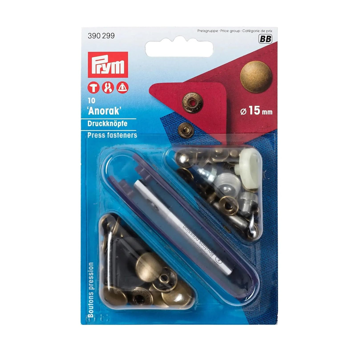 Prym 15 mm Antique Brass Anorak Non-Sew Fasteners by Prym