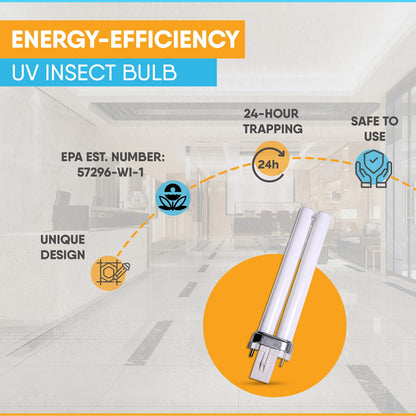 Gardner EL-22 FlyWeb - foco de repuesto clásica, luz de mosca para interiores, reemplazo de lámpara de luz de red de mosca, trampas de luz UV para insectos, 9 W, solución de insectos no Zapper