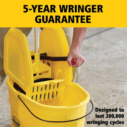 Rubbermaid Commercial Products WaveBrake 35 QT cubeta y escurridor de Prensa descendente en Ruedas, Amarillo, para Limpieza Profesional e Industrial de Suelos de Alta Resistencia