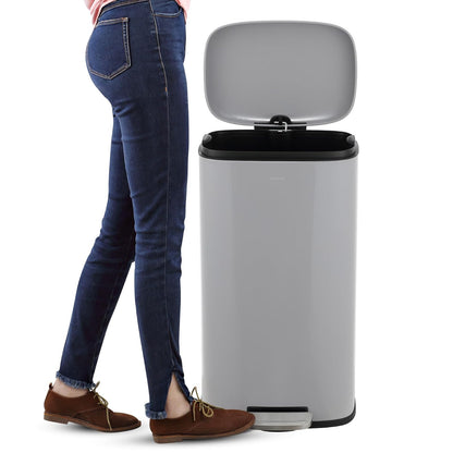 happimess HPM1006I Connor - cubeta de basura rectangular de 13 galones con tapa de cierre suave y mini bote de basura gratuito, resistente a las huellas dactilares, moderno, minimalista para el hogar,