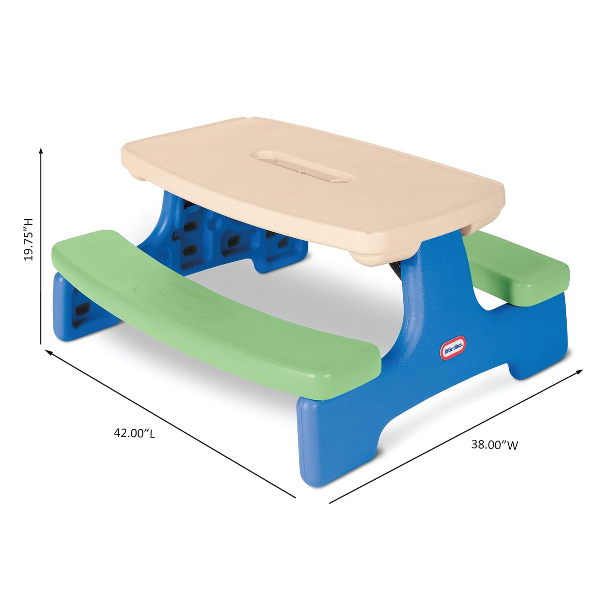 Little Tikes Easy Store Picnic Table with Umbrella, Multicolor, 42.00''L x 38.00''W x 19.75''H