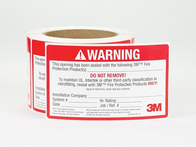 3M 54917 Firestop Identification Label, 3" x 5", 250/Roll, Red/White