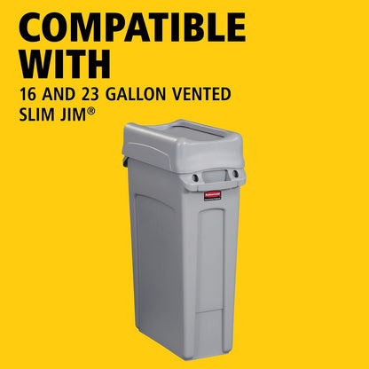 Rubbermaid Commercial Products Slim Jim® – Tapa Abatible para Contenedor, Oculta Residuos y Permite Acceso sin Contacto, Codificación por Colores para Separación de Residuos, Gris FG267360GRAY