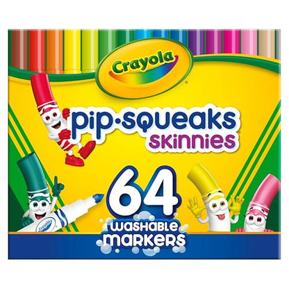 Crayola Pip-Squeaks Skinnies Marcadores | Lavables, 64 Unidades, Mango Delgado Para Niños, Suministros Para Manualidades, Regalo