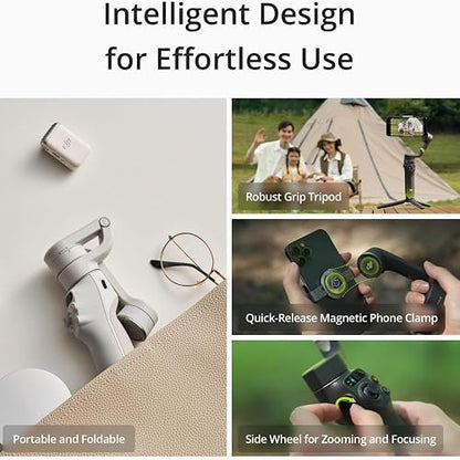 DJI Osmo Mobile 6 - Estabilizador de cardán para teléfono celular de 3 ejes, varilla de extensión integrada, portátil y plegable, cardán Android y iPhone con ShotGuides, estabilizador de Vlogging
