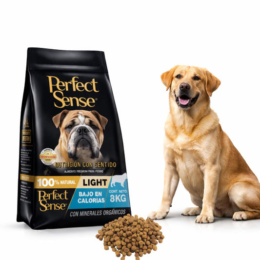 Perfect Sense Alimento Premium para Perros Adultos Light | Ayuda al Control de Peso con L-Carnitina y Alta Fibra | 8 kg