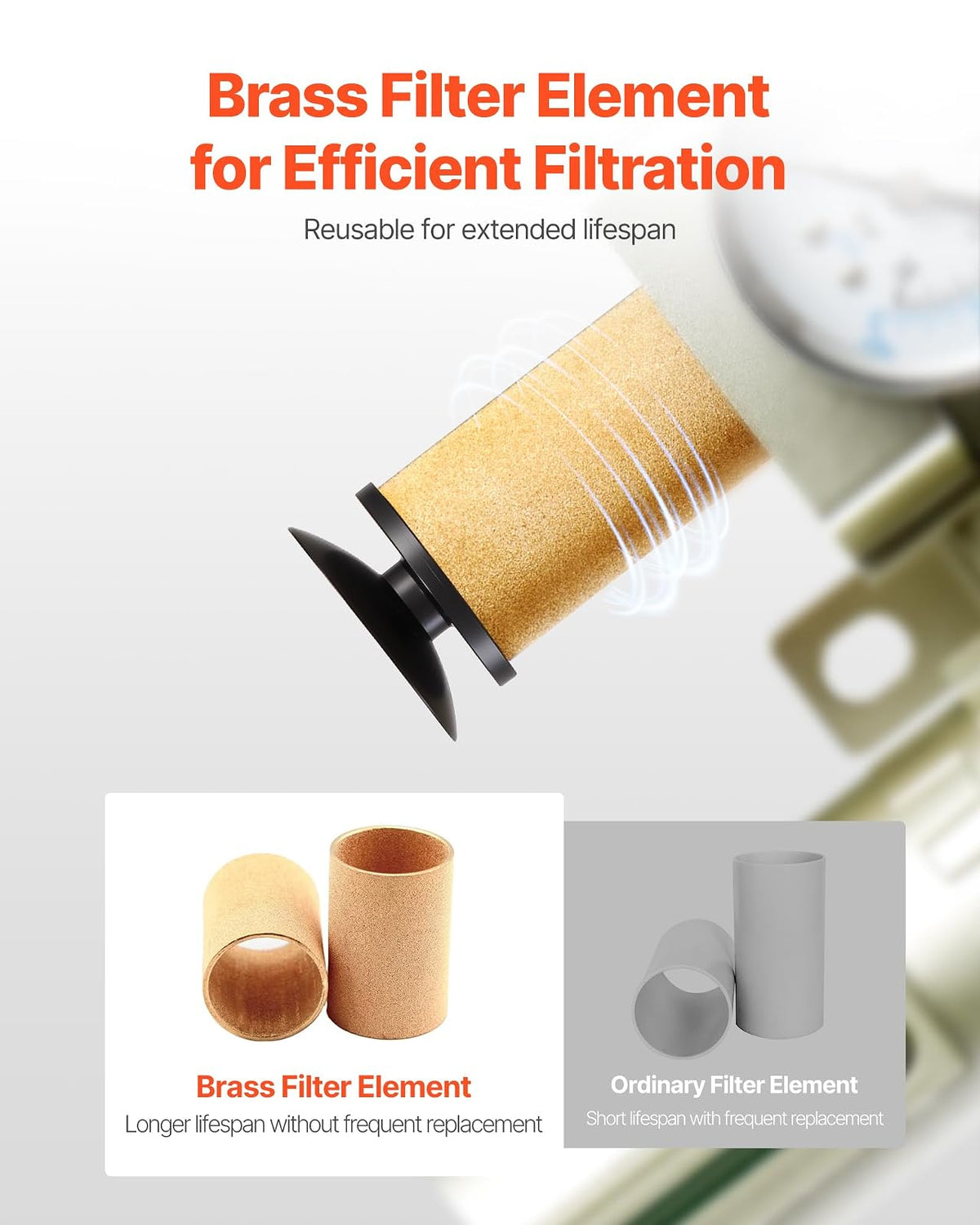 VEVOR Regulador de Filtro para Compresor de Aire, 3/4" NPT, 4 Etapas, 5 μm, 0,3 μm, 0,1 μm y 0,1 μm. Sistema de Secado de Aire con Filtros de Micras y Secador Desecante Doble, Drenaje Automático