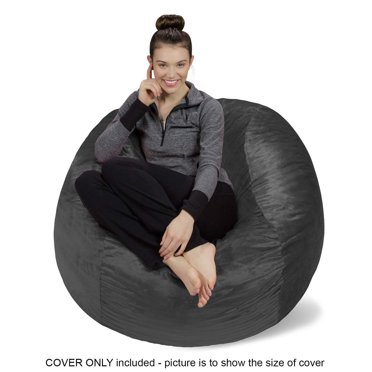 Sofa Sack Funda para Silla de puf, 4 pies, Color carbón
